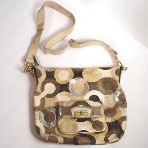 Coach Kristen Blue Op Art Shoulder Crossbody Hobo Bag Convertible Strap Vintage